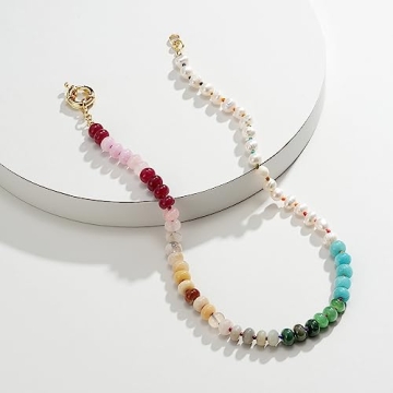 KissYan Gemstone Necklace - Colorful Boho Jewelry for Women