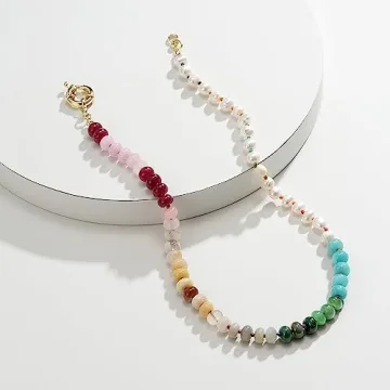 KissYan Gemstone Necklace - Colorful Boho Jewelry for Women
