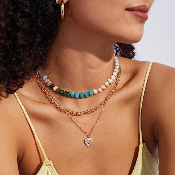 KissYan Gemstone Necklace - Colorful Boho Jewelry for Women