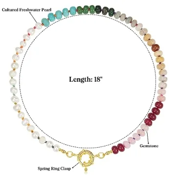 KissYan Gemstone Necklace - Colorful Boho Jewelry for Women