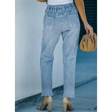 Stylish Sidefeel Women's Cargo Jeans Ripped Joggers Sky Blue