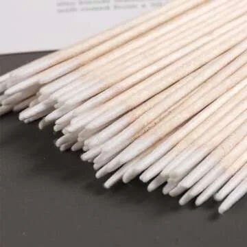 Fcozpjk 200PCS Precision Tip Cotton Swabs with Wooden Sticks, Pointed Tip Cotton Swabs for Nail Polish Touch Up, Disposable Makeup Applicators, Cotton Sticks for Makeup, Microblading Supplies
