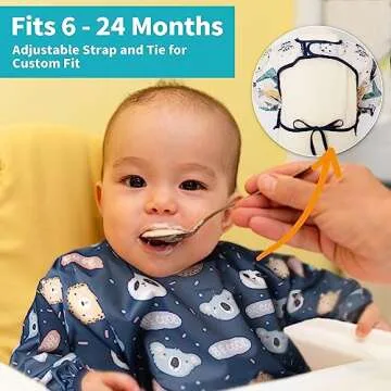 3 Pcs Long Sleeved Bib Set | Baby Waterproof Bibs with Pocket Bundle| Toddler Bib with Sleeves and Crumb Catcher |Stain and Odor Resistance Play Smock Apron - Pack of 3 | 6-24 Months