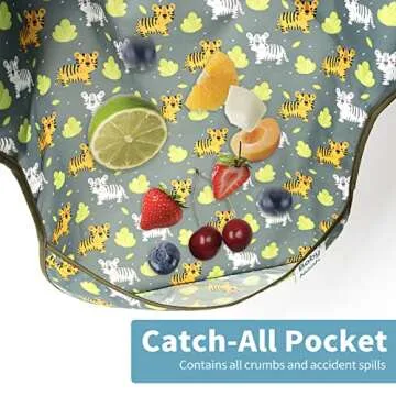 3 Pcs Long Sleeved Bib Set | Baby Waterproof Bibs with Pocket Bundle| Toddler Bib with Sleeves and Crumb Catcher |Stain and Odor Resistance Play Smock Apron - Pack of 3 | 6-24 Months