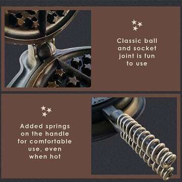 APPALACHIAN CAST IRON Great American Waffle Iron Pre-Seasoned, PFOA/PTFE Free, Made In USA | Vintage Inspired, 7 inch Stovetop Waffle Iron With Patriotic Design | Perfect holiday gift