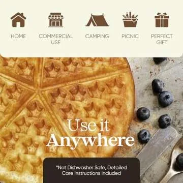 APPALACHIAN CAST IRON Great American Waffle Iron Pre-Seasoned, PFOA/PTFE Free, Made In USA | Vintage Inspired, 7 inch Stovetop Waffle Iron With Patriotic Design | Perfect holiday gift