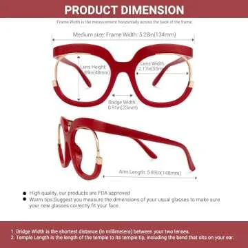 VOOGLAM Oversized Square Glasses Frame with Clear Lens for Women Fredia OX739865-08
