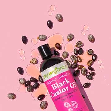 Sky Organics Organic Black Castor Oil for Hair & Skin, 100% Pure & Cold-Pressed USDA Certified Organic to Moisturize, Nourish & Soften, 16 fl. Oz