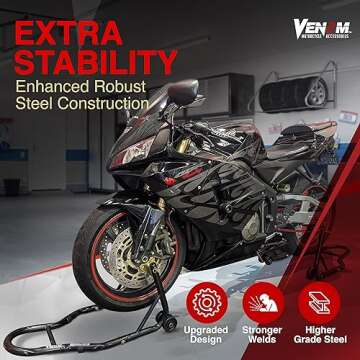 Venom Motorcycle Stand Lift, Front & Rear Combo - Ultimate Stability for Your Ride