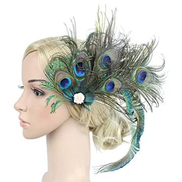 1920s Peacock Feather Hair Clip Elegant Women's Fascinator
