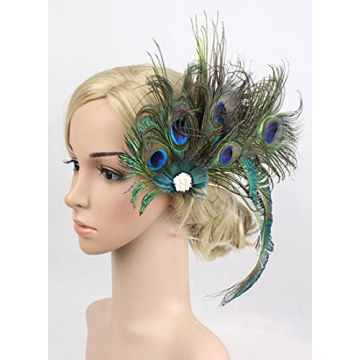 1920s Peacock Feather Hair Clip Elegant Women's Fascinator