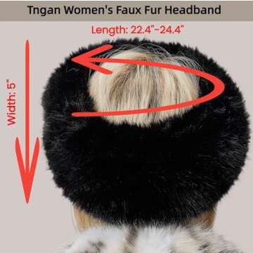 Tngan Women's Faux Fur Headband Soft Winter Cossack Russian Style Hat Cap Rose Red