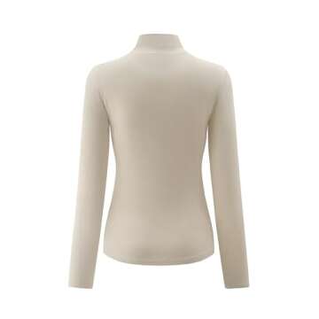 Kindcall Women’s Slim Fitted Mock Turtleneck Tops Long Sleeve Lightweight Base Layer Shirts (Beige...