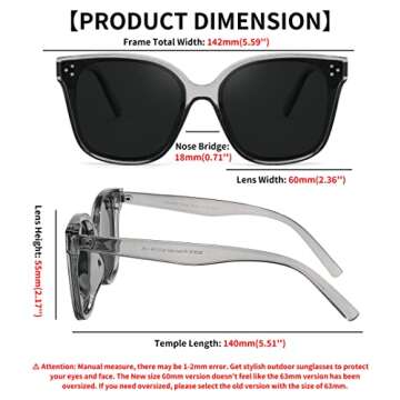 FEISEDY Retro Oversized Polarized Square Sunglasses