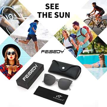 FEISEDY Retro Oversized Polarized Square Sunglasses