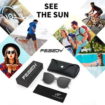 FEISEDY Retro Oversized Polarized Square Sunglasses