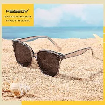 FEISEDY Retro Oversized Polarized Square Sunglasses