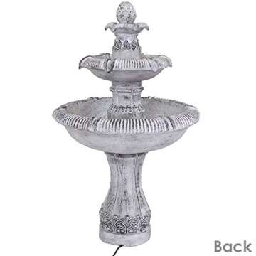 Sunnydaze 45-Inch 3-Tier Mediterranean Outdoor Water Fountain - Glass Fiber Reinforced Concrete Construction - Gray
