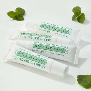 Mario Badescu Lip Balm for Dry Cracked Lips, Trio Pack Includes Mint, Rose, and Original Moisturizer, Ultra-Nourishing Care for Soft, Smooth and Supple Feel, 3 Count