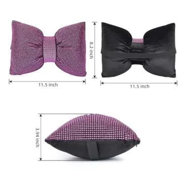 2 PCS Bling Car Pillows,Rhinestones Bowknot Car Headrest Pillow,Car Neck Pillow for Driver Relax Necksupport,Sleeping Travel Support Neck Pillow,Shiny Diamond Interior Accessories for Women,Pink