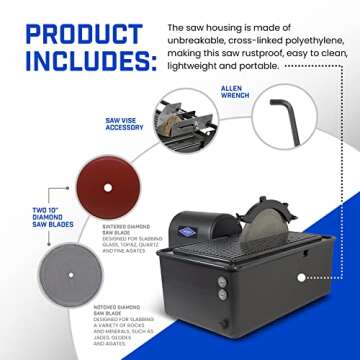 10" Lapidary Slab Saw for Cutting Rocks & Glass