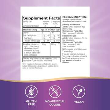 Nature’s Way Sambucus Elderberry Traditional Immune Syrup, Highly Concentrated Black Elderberry Extract, Traditional Immune Support*, Delicious Berry Flavored, 4 Fl Oz (Packaging May Vary)