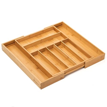 Premium Bamboo Silverware Organizer - Expandable & Practical