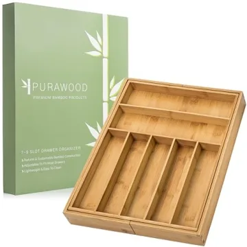 Premium Bamboo Silverware Organizer - Expandable & Practical