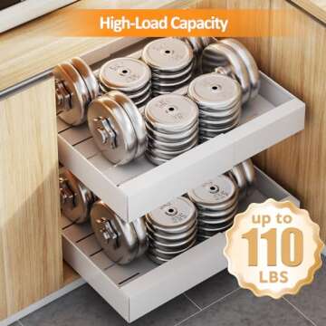 SJTOEB Expanded Pull Out Cabinet Organizer, Pull Out Drawers for cabinets with Adhesive Film, Slide Out Drawers for Kitchen cabinets (Expandable11.7-17.8" W x 16.9" D x 2.76" H) (White, 16.9" Depth)