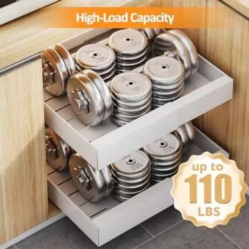 SJTOEB Expanded Pull Out Cabinet Organizer, Pull Out Drawers for cabinets with Adhesive Film, Slide Out Drawers for Kitchen cabinets (Expandable11.7-17.8" W x 16.9" D x 2.76" H) (White, 16.9" Depth)