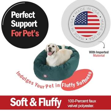 Majestic Pet 40 Inch Micro Velvet Calming Dog Bed Washable – Cozy Soft Round Dog Bed with Spine fo...