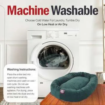 Majestic Pet 40 Inch Micro Velvet Calming Dog Bed Washable – Cozy Soft Round Dog Bed with Spine for Head Support - Fluffy Donut Dog Bed 40x29x9 (inch) – Round Pet Bed Large – Marine