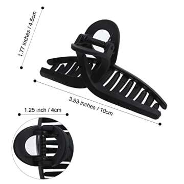 5PCS Large Claw Hair Clips for Thick Hair Big Banana Hair Clips for Women Nonslip Strong Hold Hair Claw Clip (Matte Black)