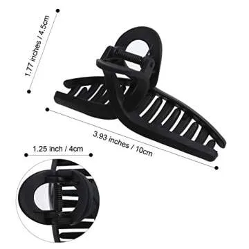 5PCS Large Claw Hair Clips for Thick Hair Big Banana Hair Clips for Women Nonslip Strong Hold Hair Claw Clip (Matte Black)