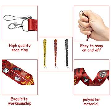 VERSRH 3PCS Magical Wizard Lanyards, Sport Neck Lanyard Strap for Key Chains, Detachable Lanyard for Phone, Keychain Lanyard with Release Buckle