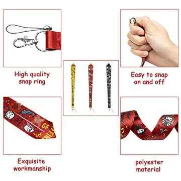 VERSRH 3PCS Magical Wizard Lanyards, Sport Neck Lanyard Strap for Key Chains, Detachable Lanyard for Phone, Keychain Lanyard with Release Buckle