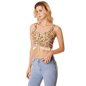 Floerns Vintage Floral Lace Up Camisole for Fashion Lovers