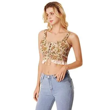 Floerns Vintage Floral Lace Up Camisole for Fashion Lovers