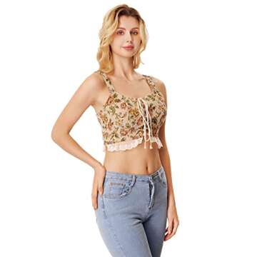 Floerns Vintage Floral Lace Up Camisole for Fashion Lovers