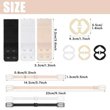 SUMAJU 9 Pcs Bra Straps Clips with 3 Pcs Bra Extenders & 3 Hooks for Comfort and Support