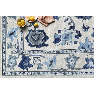 Beautiful Navy Blue Oushak Rug for Modern Homes