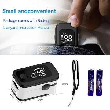 Berrcom Pulse Oximeter Blood Oxygen Saturation Monitor Finger High Accuracy Sats Monitor for Children Adults with LED Display, Batteries and Lanyard