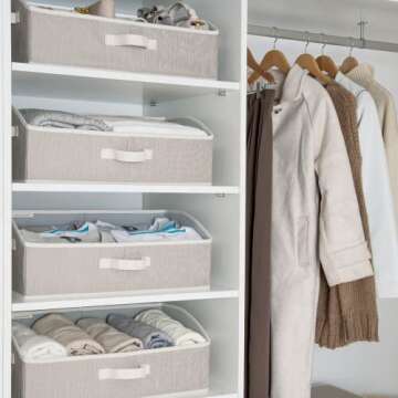 StorageWorks Closet Storage Bins, Trapezoid Storage Box, Fabric Bins and Baskets, Mixing of Gray, Brown & Beige, Jumbo, 3-Pack