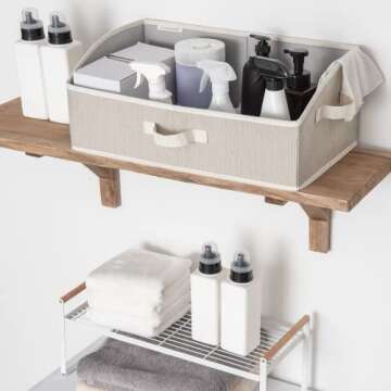 StorageWorks Closet Storage Bins, Trapezoid Storage Box, Fabric Bins and Baskets, Mixing of Gray, Brown & Beige, Jumbo, 3-Pack