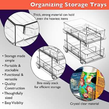 ClearSpace Under Sink Organizer with Dividers – Perfect as Kitchen Cabinet Organizer or Bathroom Organization – Medicine Cabinet Organizer and Slide-Out Storage with handles for Home and Bath – 2 Pack