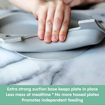 Sage Spoonfuls Sili Elephant Toddler Suction Plate - 100% Silicone