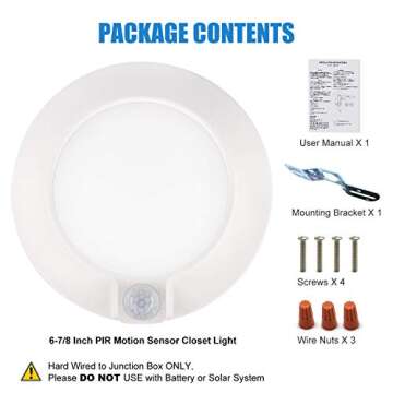 Closet Lights Motion Sensored, LED Closet Light Motion Activated, 5000K Daylight 6-7/8 Inch 10W Motion Sensor Ceiling Light, Closet Lights Wired, Pantry Light 90CRI, No Battery, Damp Rated ETL