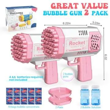 JONEG Toys for 3-8 Year Old Boys Girls: 2 Pack Bubble Machine for Kids with Bubble Solution, Gifts f...