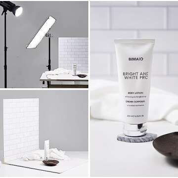 2PCS Photo Backdrop Boards for Flat Lay, 24x24IN White Wall Wood Floor Photography Background Tabletop Backdrop for Photo Studio Shooting, EOAJAFOU