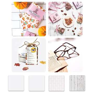 2PCS Photo Backdrop Boards for Flat Lay, 24x24IN White Wall Wood Floor Photography Background Tabletop Backdrop for Photo Studio Shooting, EOAJAFOU